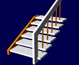 Halbgestemmte Treppe, freiseitig abgehangen